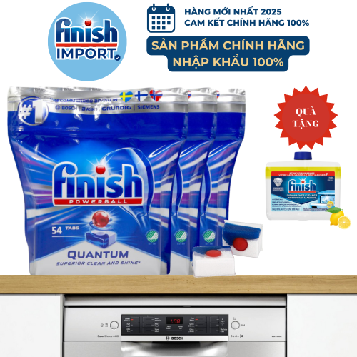 Combo 162 viên Finish Quantum 2020, viên lớn 14x tính năng, hương nguyên bản, cho máy rửa chén 10-13 bộ, siêu tiết kiệm